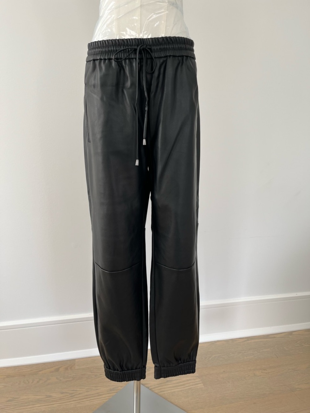 Anthropologie Black Faux Leather Jogger Pants